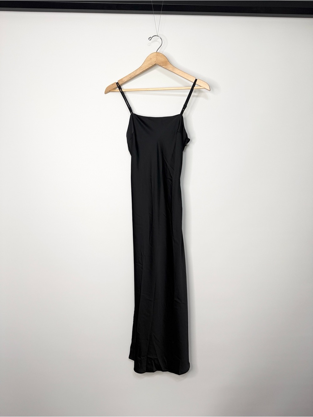 NWT Abercrombie & Fitch Black Slip Maxi Dress with Spaghetti Straps XS
